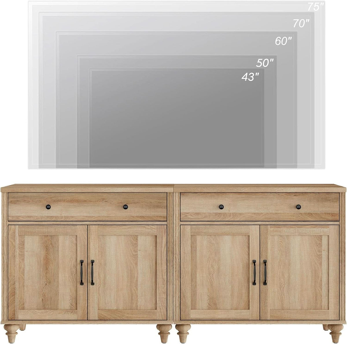 Oak Farmhouse Entertainment Center For TVs Up To 75 Inches