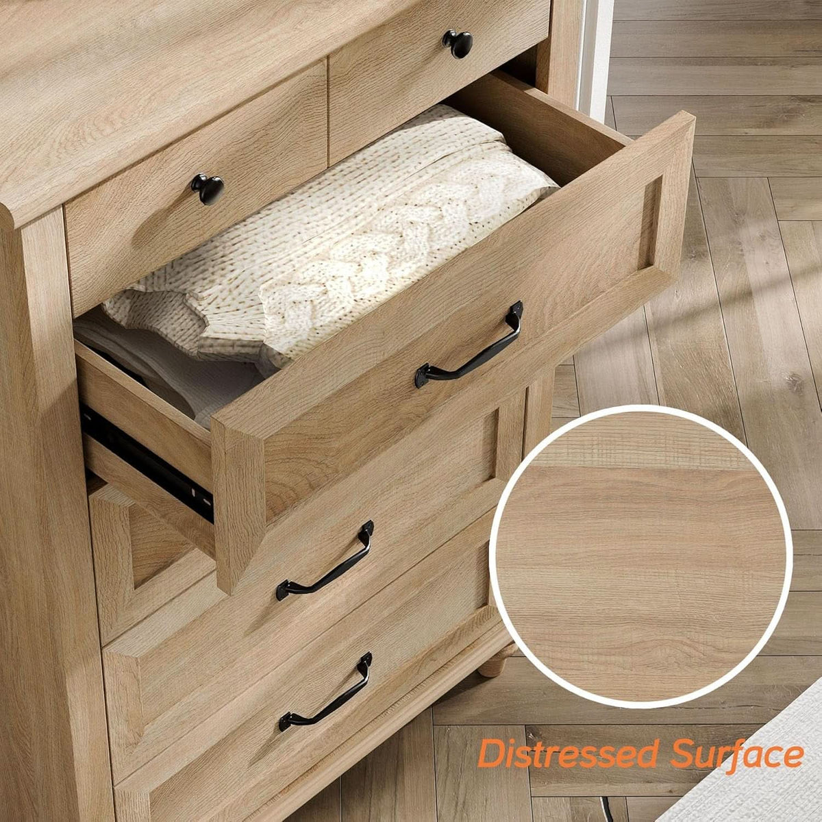 Oak Midcentury Dresser Five Drawers Storage Organizer