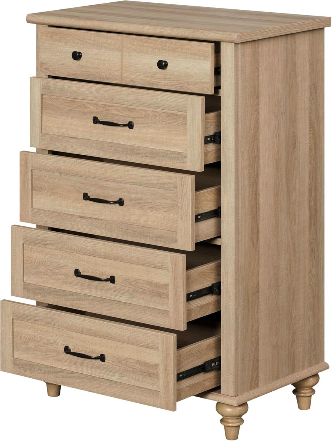 Oak Midcentury Dresser Five Drawers Storage Organizer