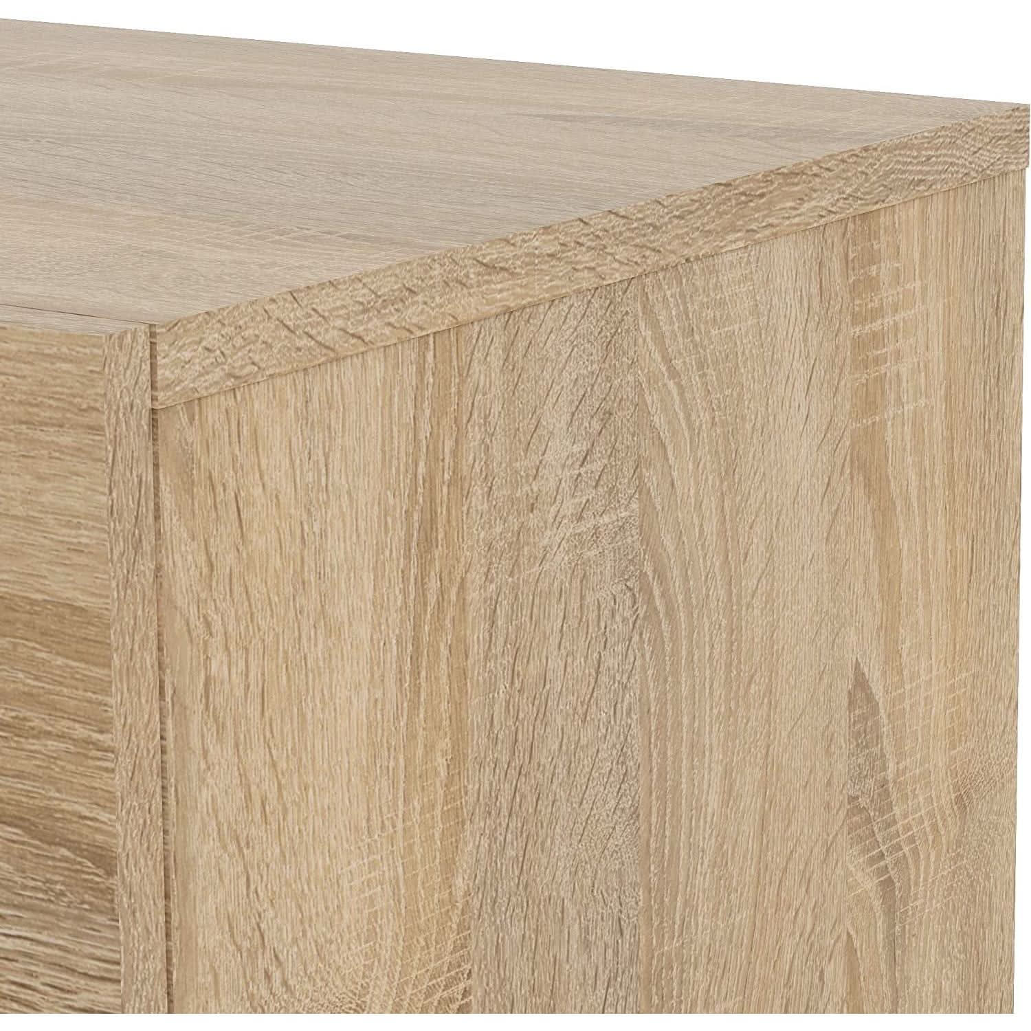 Oak Structure Four Drawer Chest With Silver Bar Handles