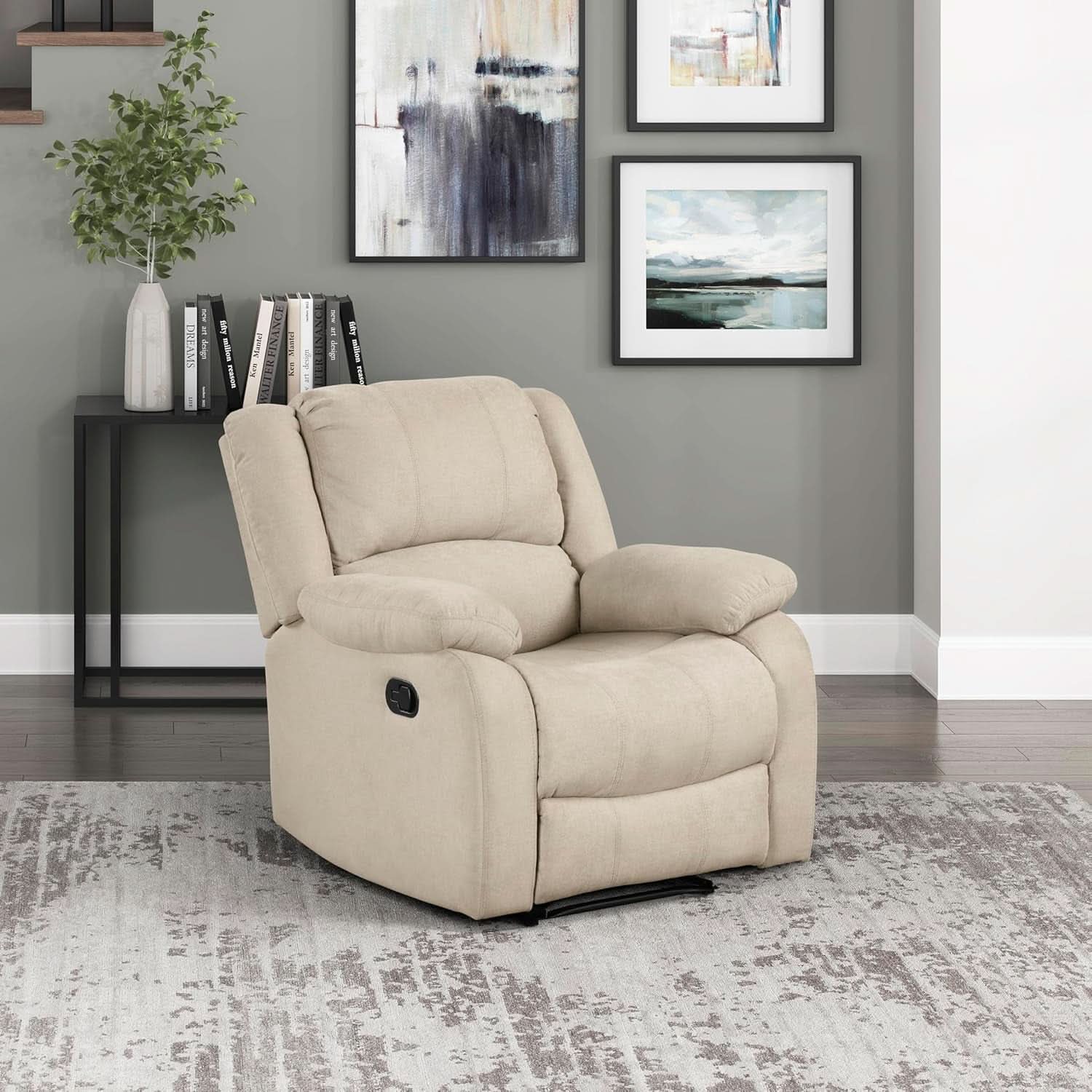 Oatmeal Wall Hugger Manual Recliner Chair For Living Room