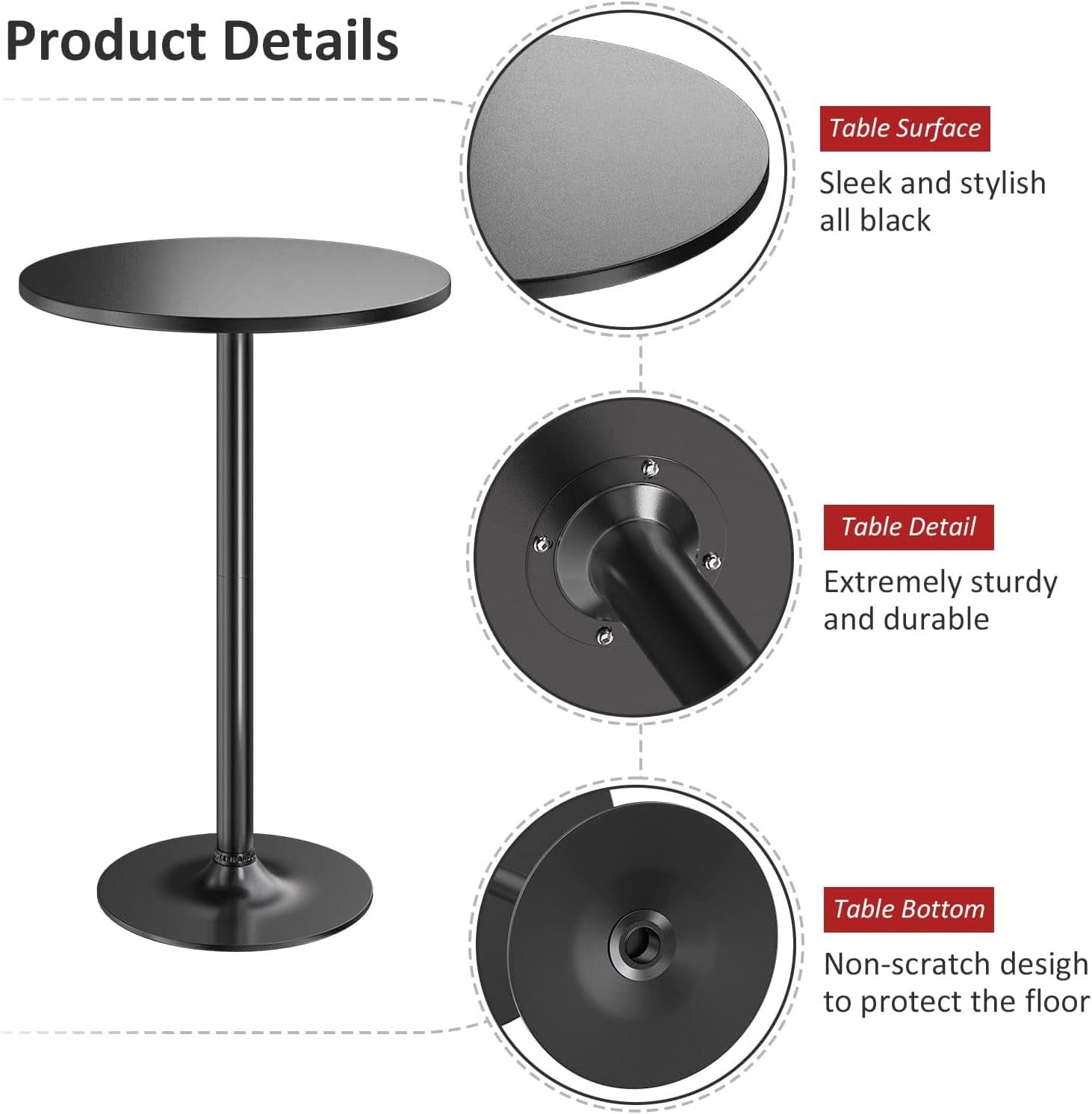 Obsidian Bar Height Pub Table With Industrial Strength