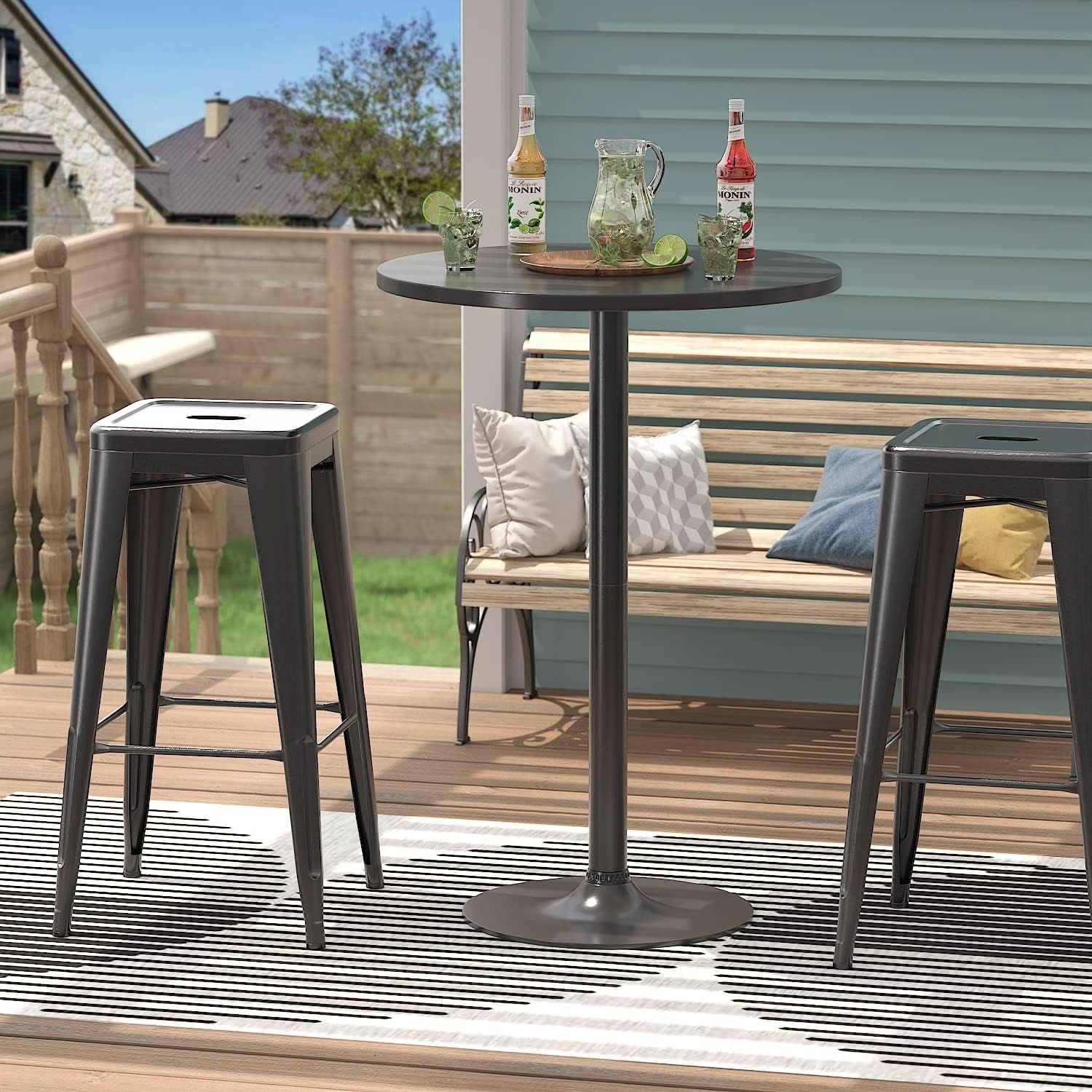 Obsidian Bar Height Pub Table With Industrial Strength
