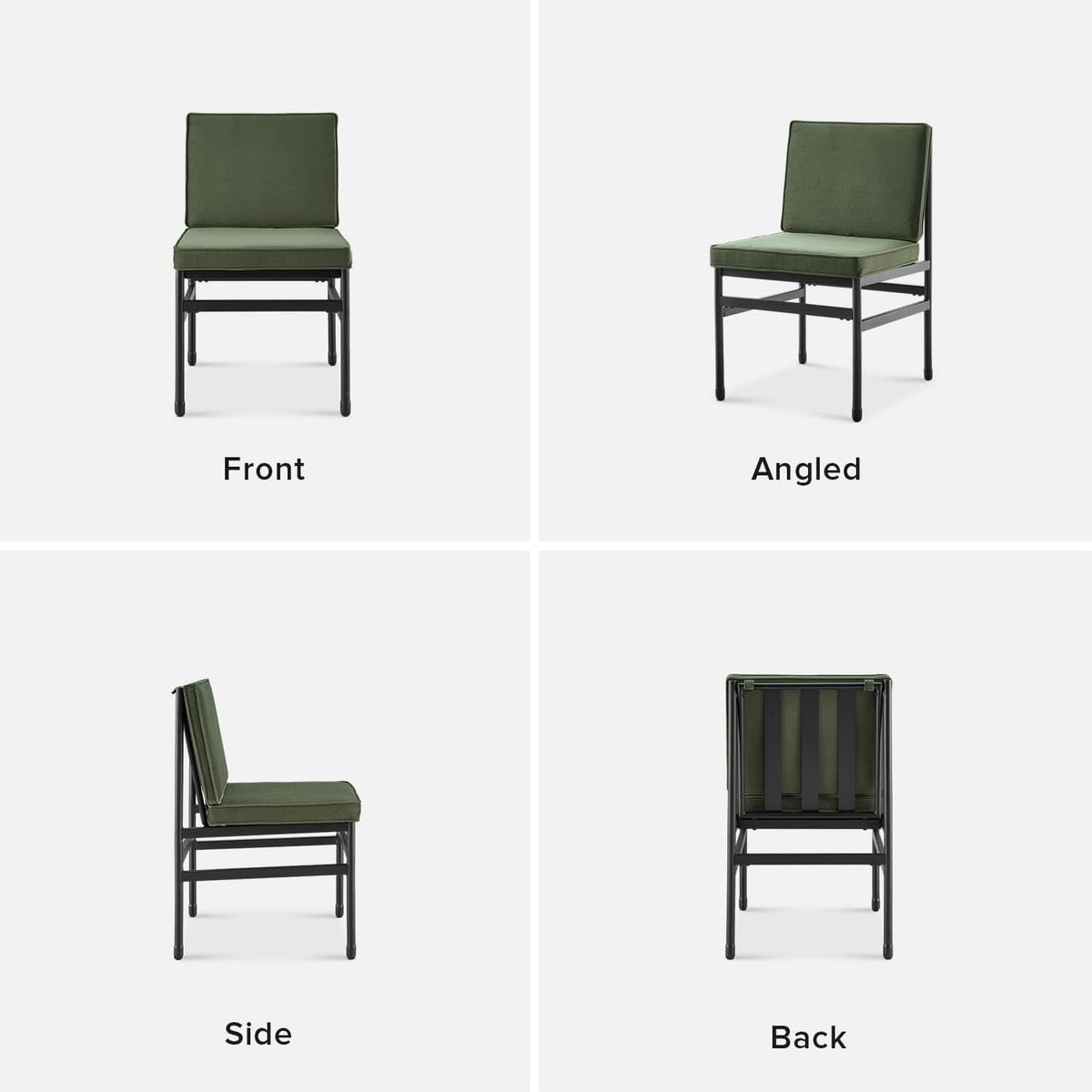 Odelia Olive Green Velvet Dining Chairs With Removable Cushion Covers