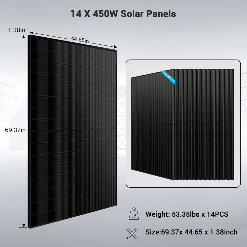 Off-Grid Solar Kit 13000W 48VDC 120V/240V LifePo4 20.48KWH Lithium Battery 14 X 415 Watts Solar Panels SGR-13KM