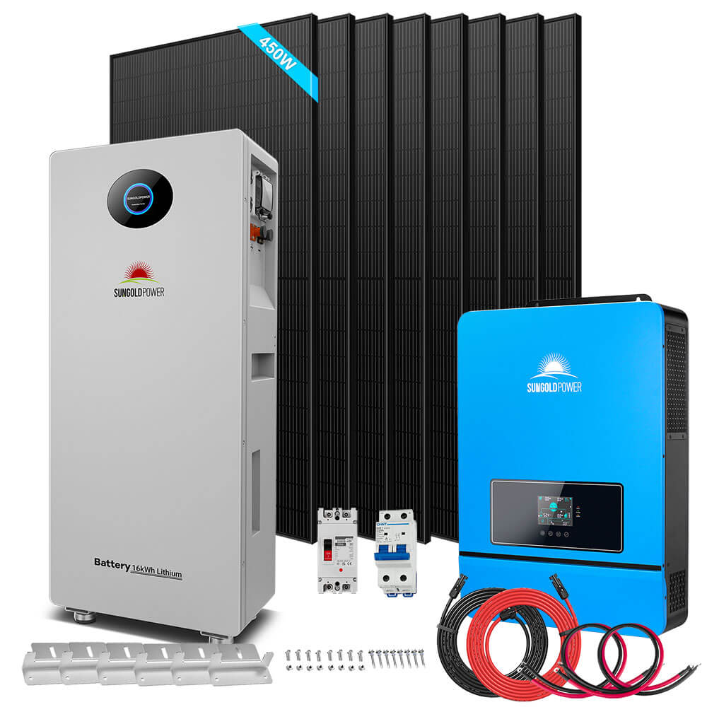 Off-Grid Solar Kit 6500W/ 8000W 48VDC 120V/240V LifePo4 10.24KWH-20.48KWH Lithium Battery 8 X 415 Watts Solar Panels