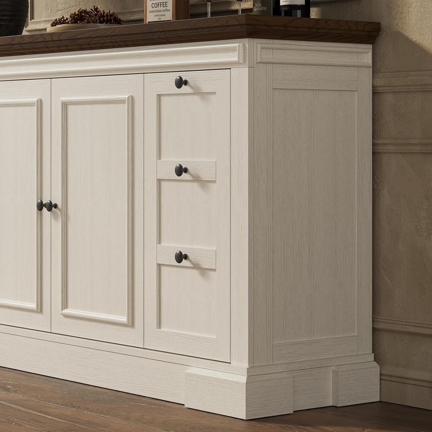 Off White 63 Inch Sideboard Buffet Cabinet For Dining Room
