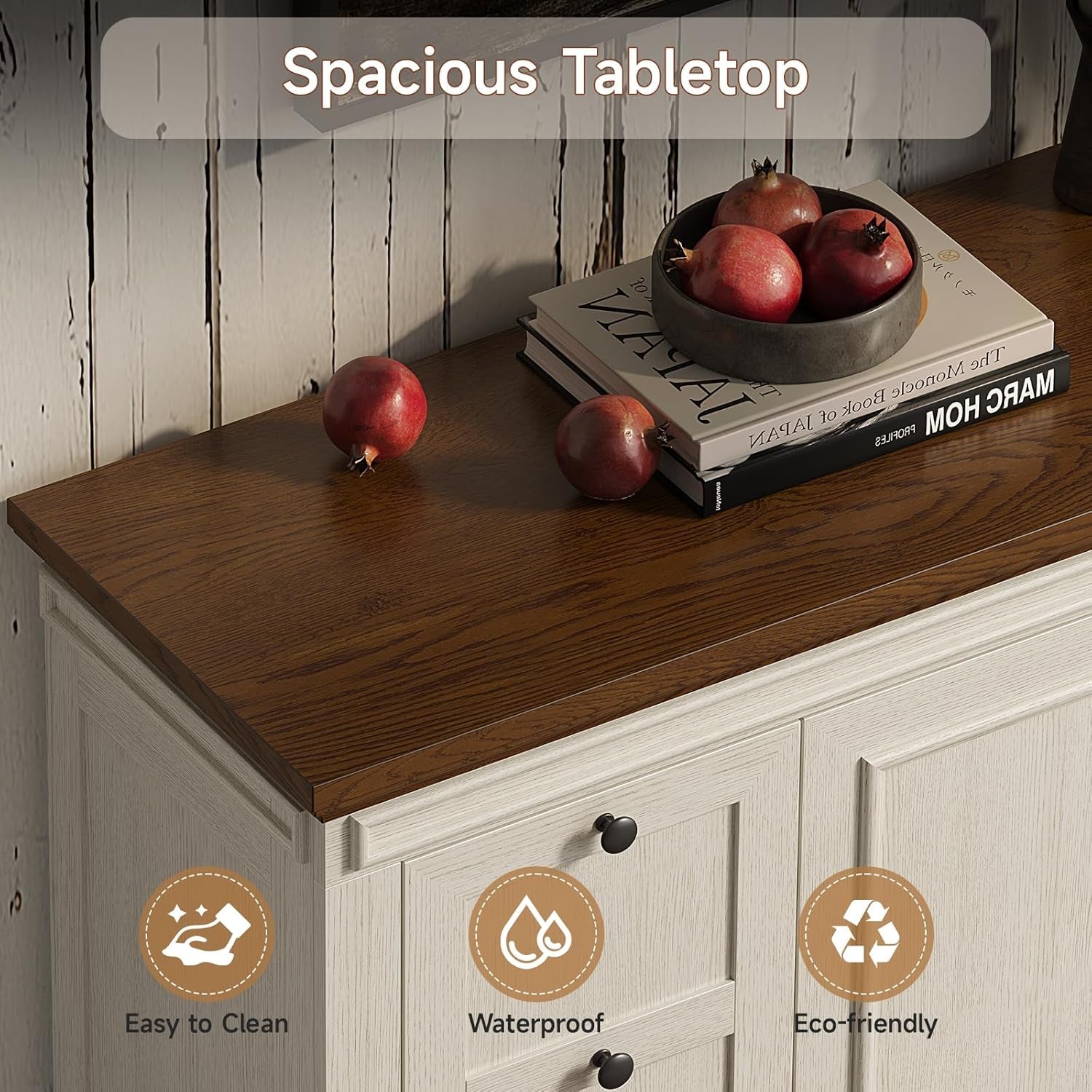 Off White 63 Inch Sideboard Buffet Cabinet For Dining Room