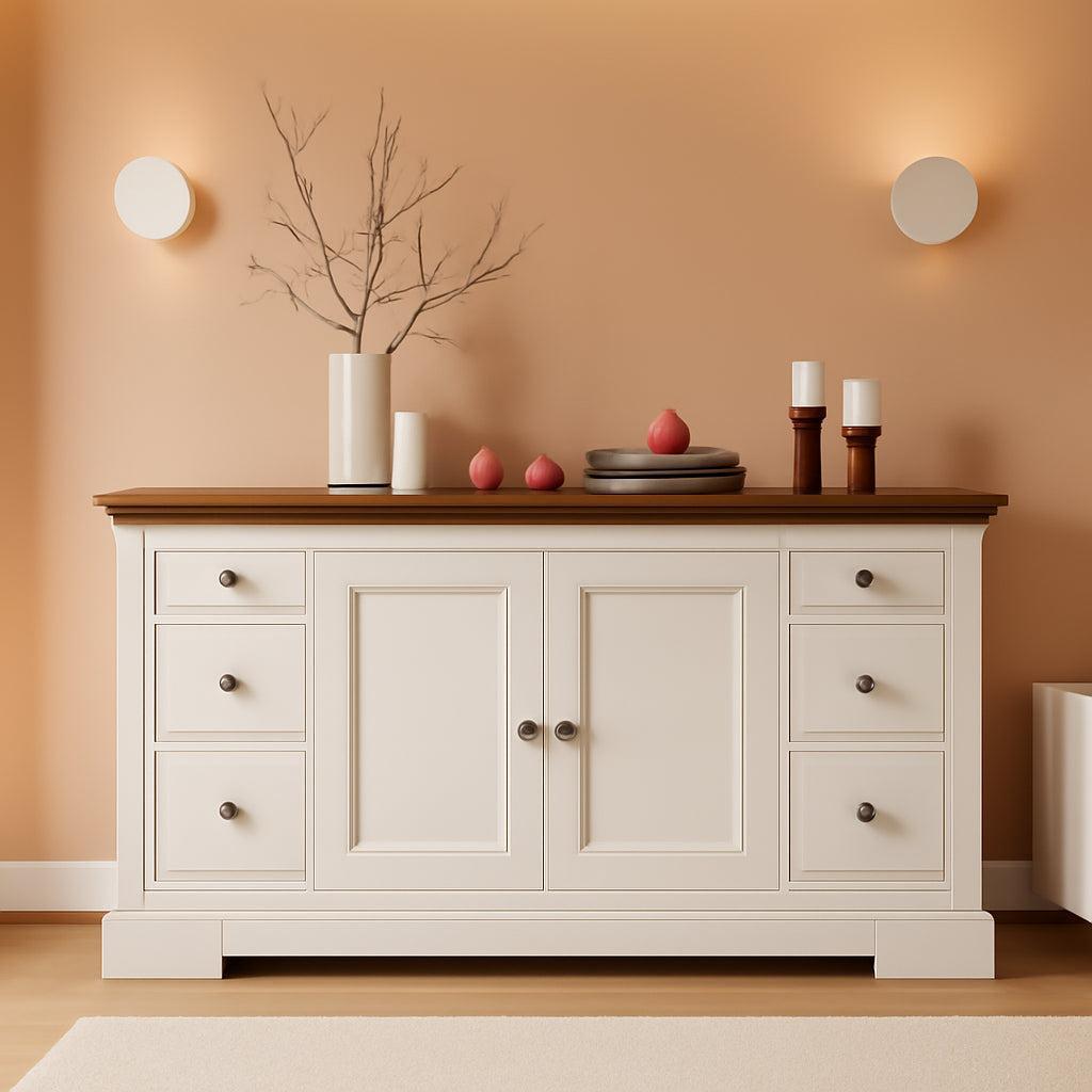 Off White 63 Inch Sideboard Buffet Cabinet For Dining Room