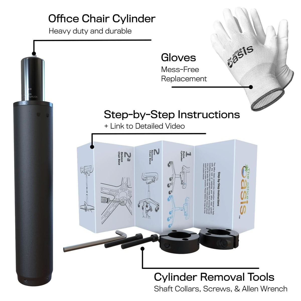 Office Chair Cylinder Replacement With Removal Tool Black