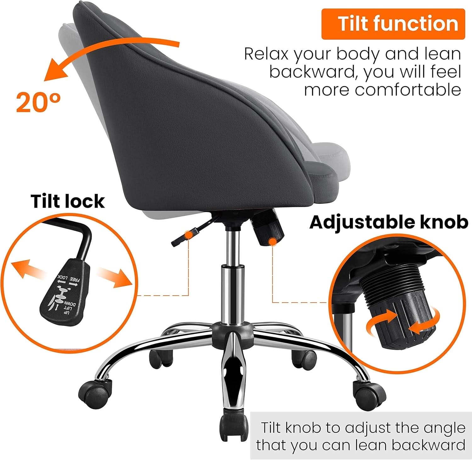 Office Chair Height Adjustable Large Seat Armrests
