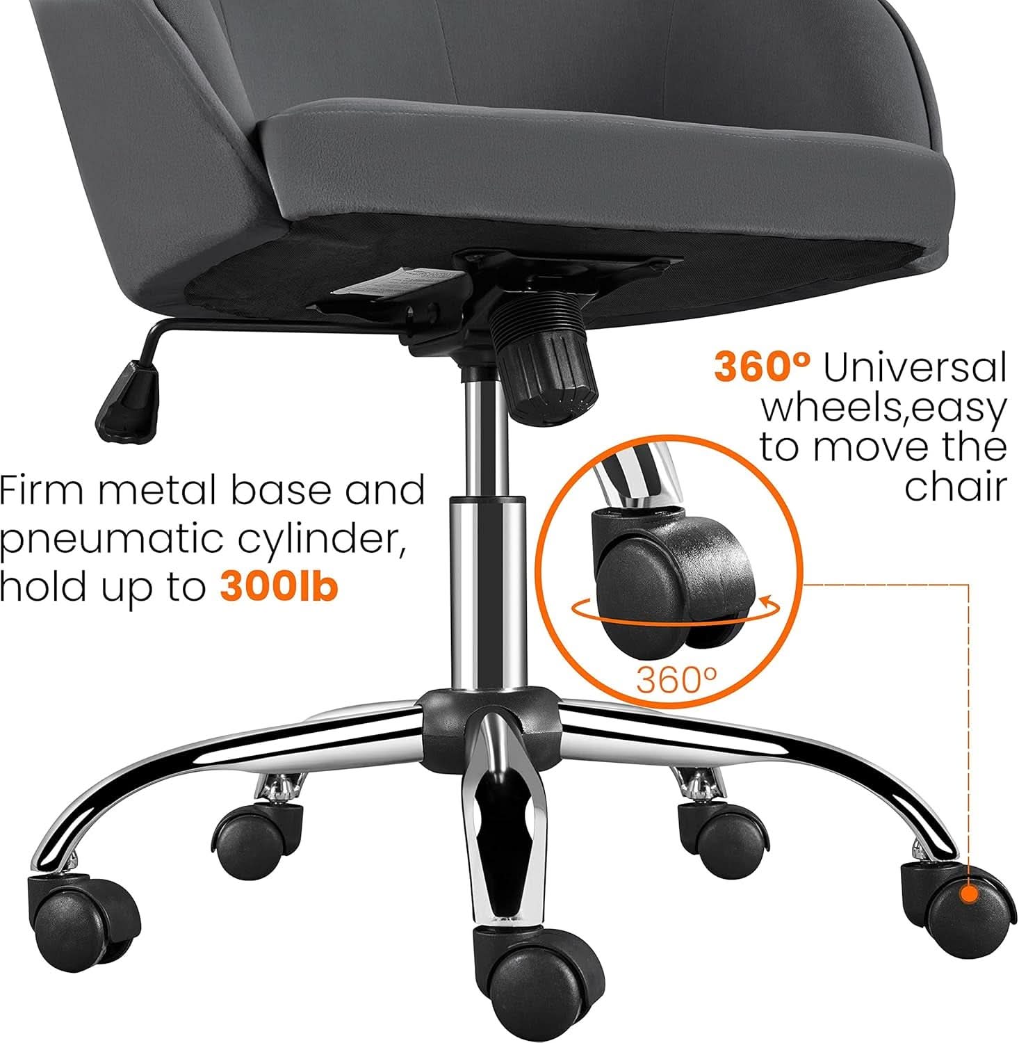 Office Chair Height Adjustable Large Seat Armrests