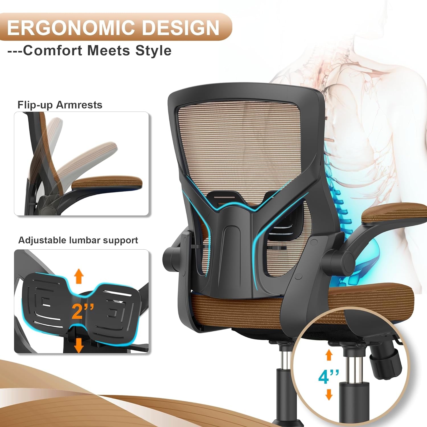 Office Chair With Lumbar Support And Adjustable Height