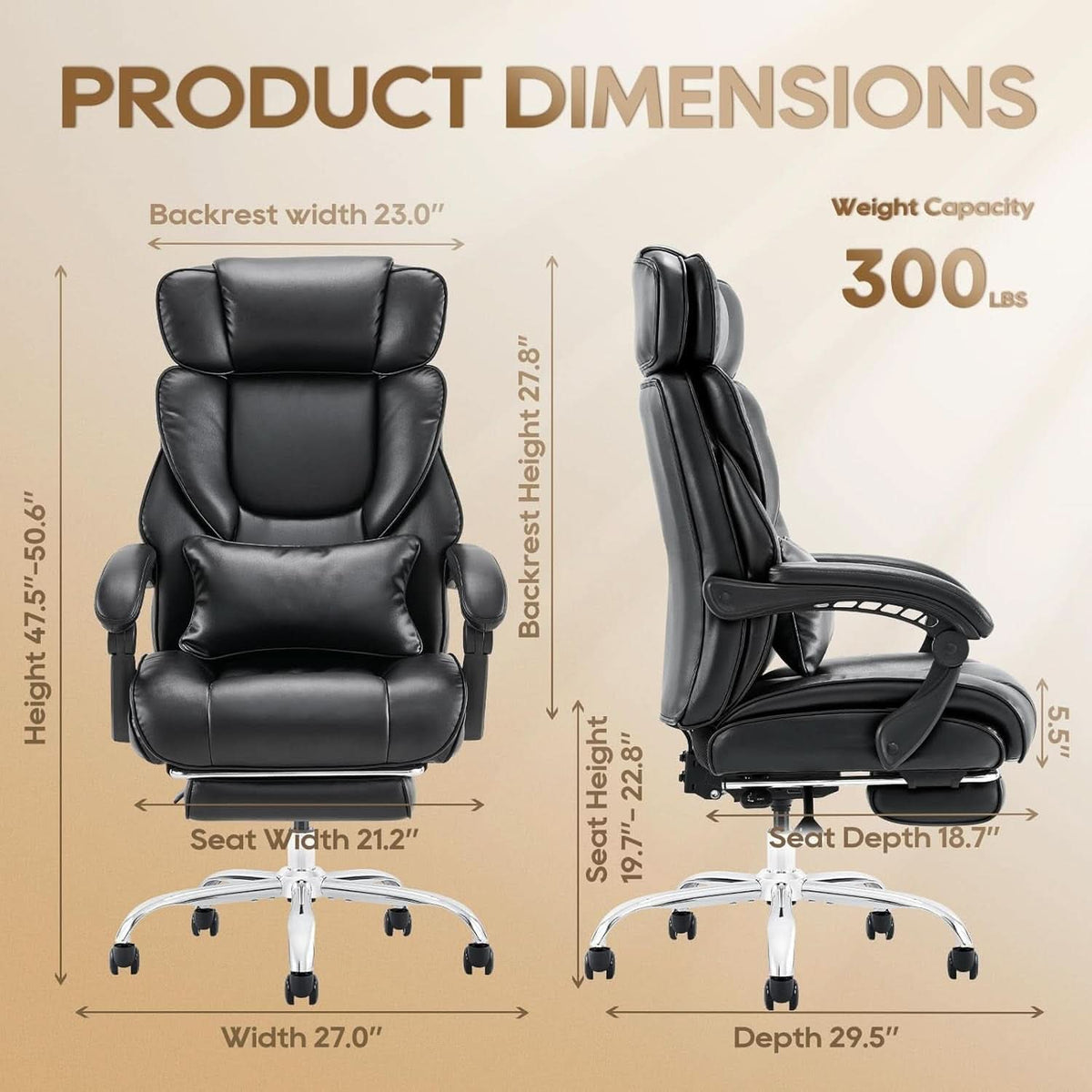 Office Chair With Retractable Footrest Ergonomic High Back