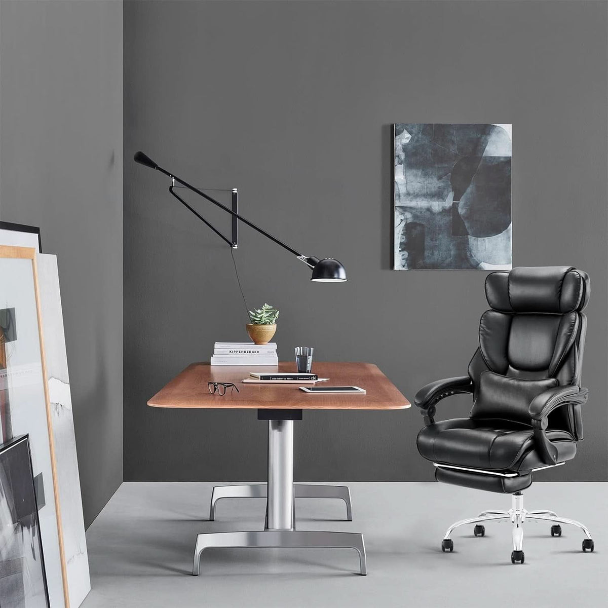 Office Chair With Retractable Footrest Ergonomic High Back