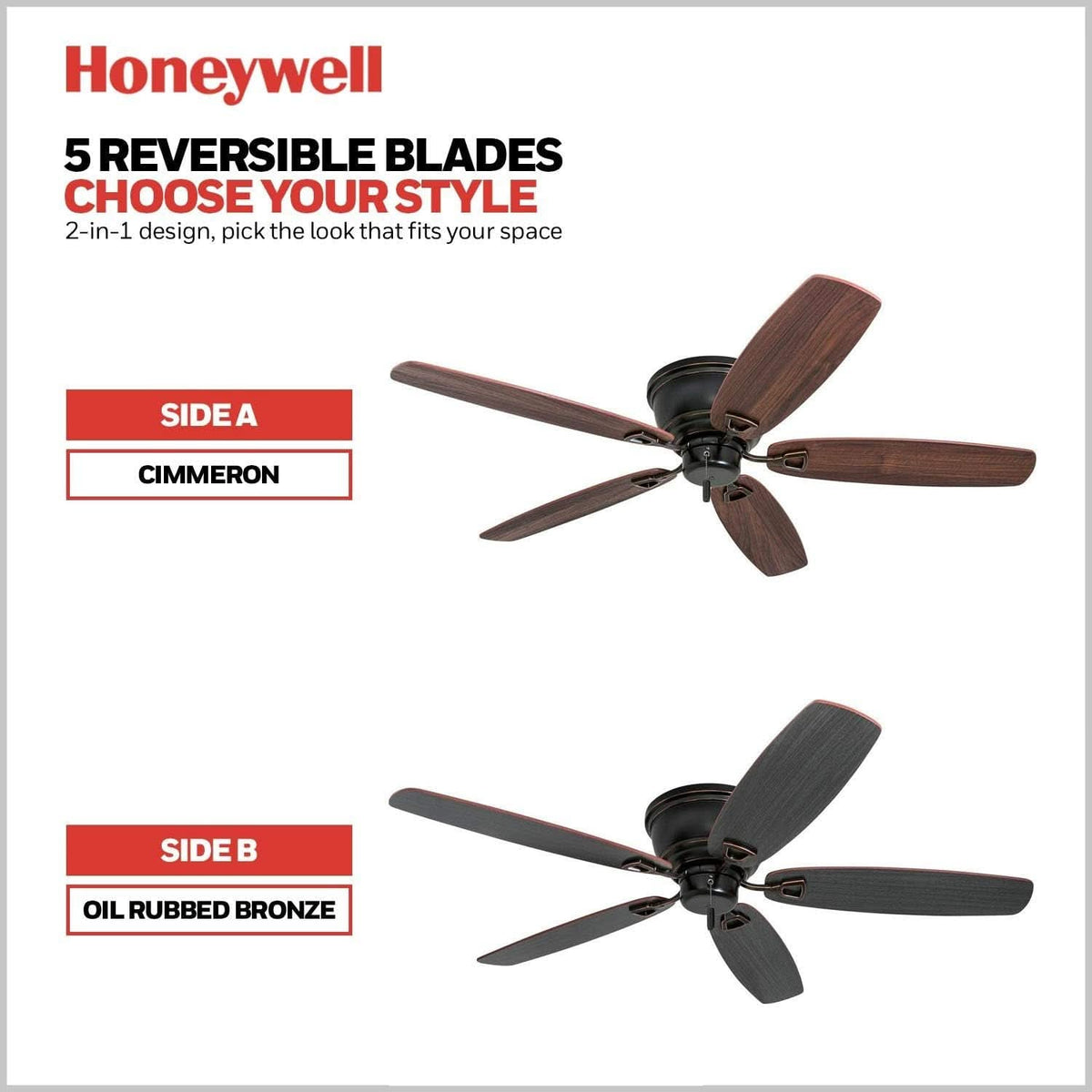 Oil Rubbed Bronze 52 Inch Ceiling Fan Reversible Motor