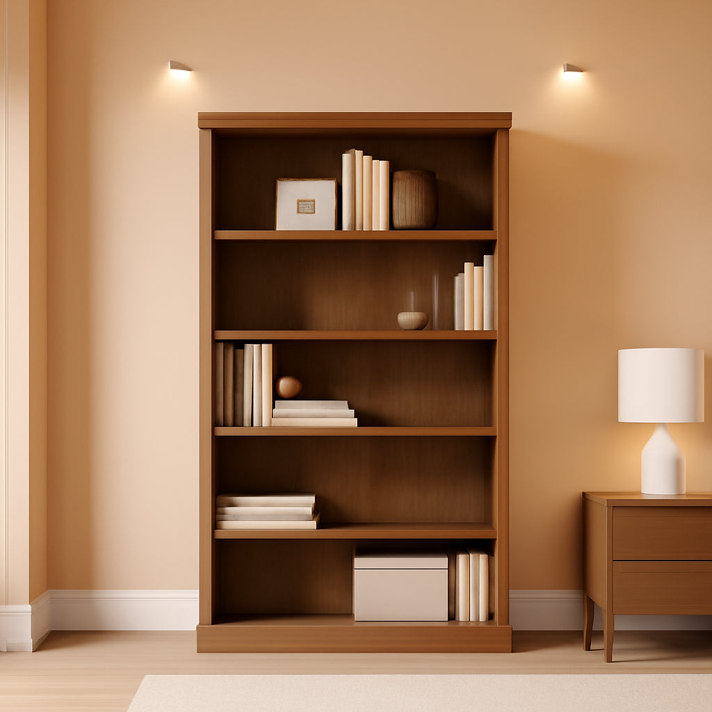 Oiled Oak Split Bookcase With Three Adjustable Shelves