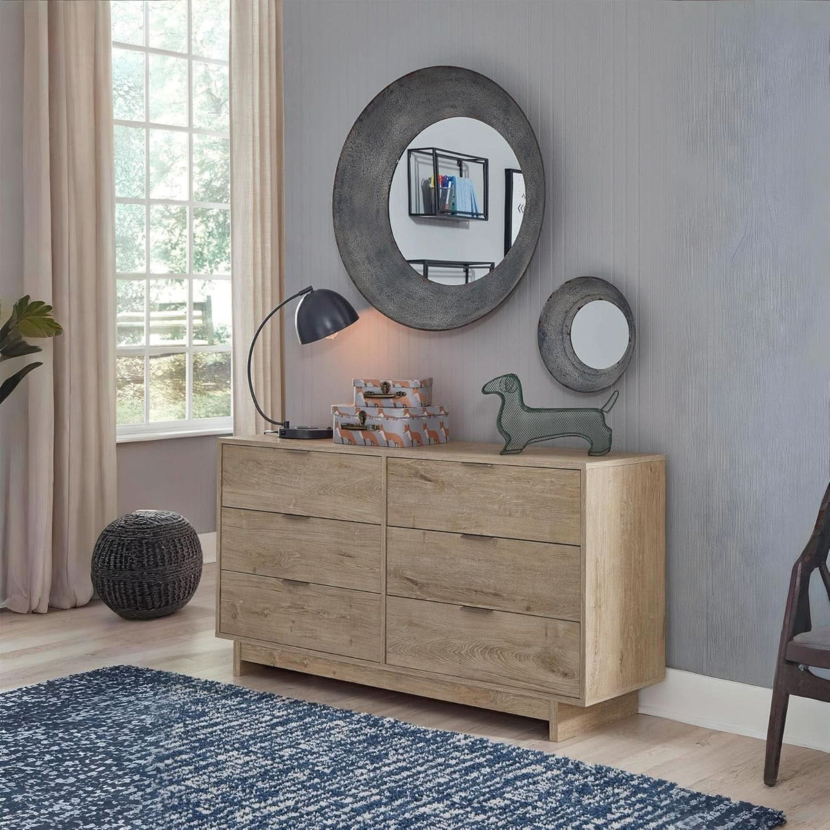Oliah Rustic Six Drawer Dresser In Light Brown Collection