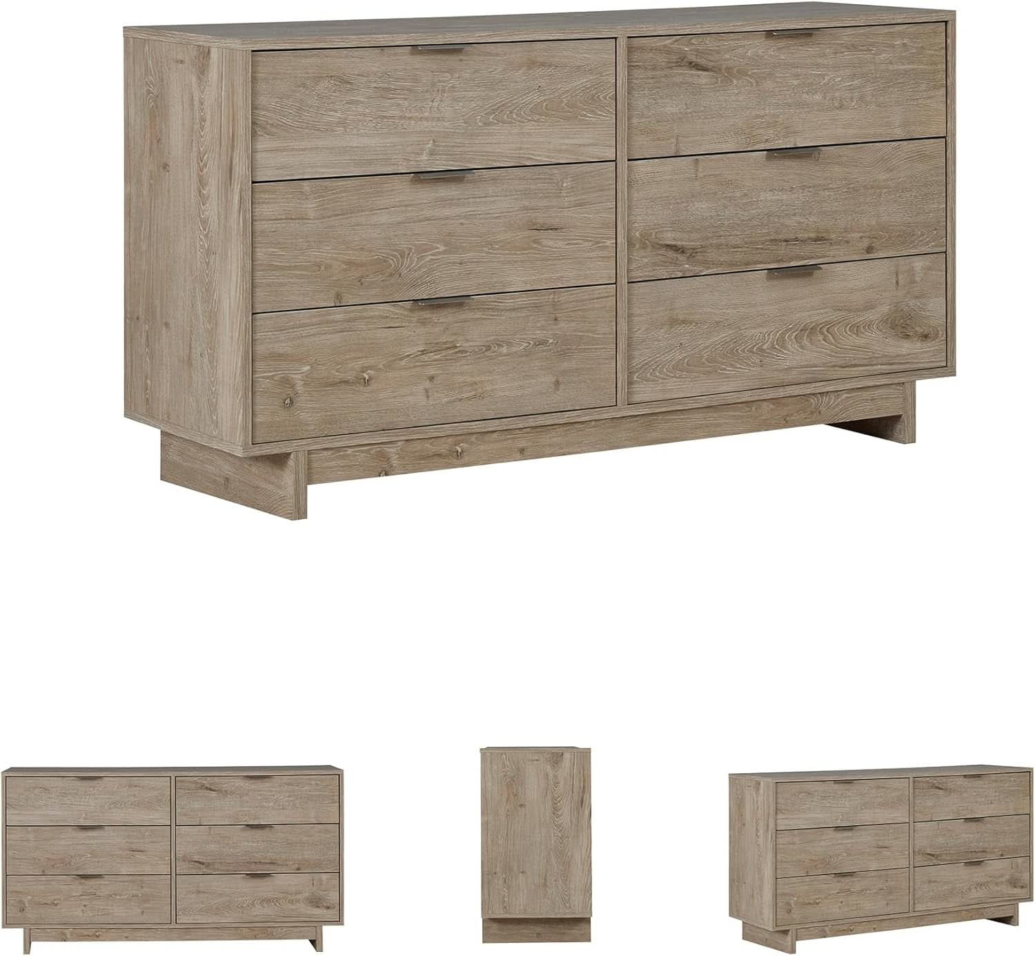 Oliah Rustic Six Drawer Dresser In Light Brown Collection