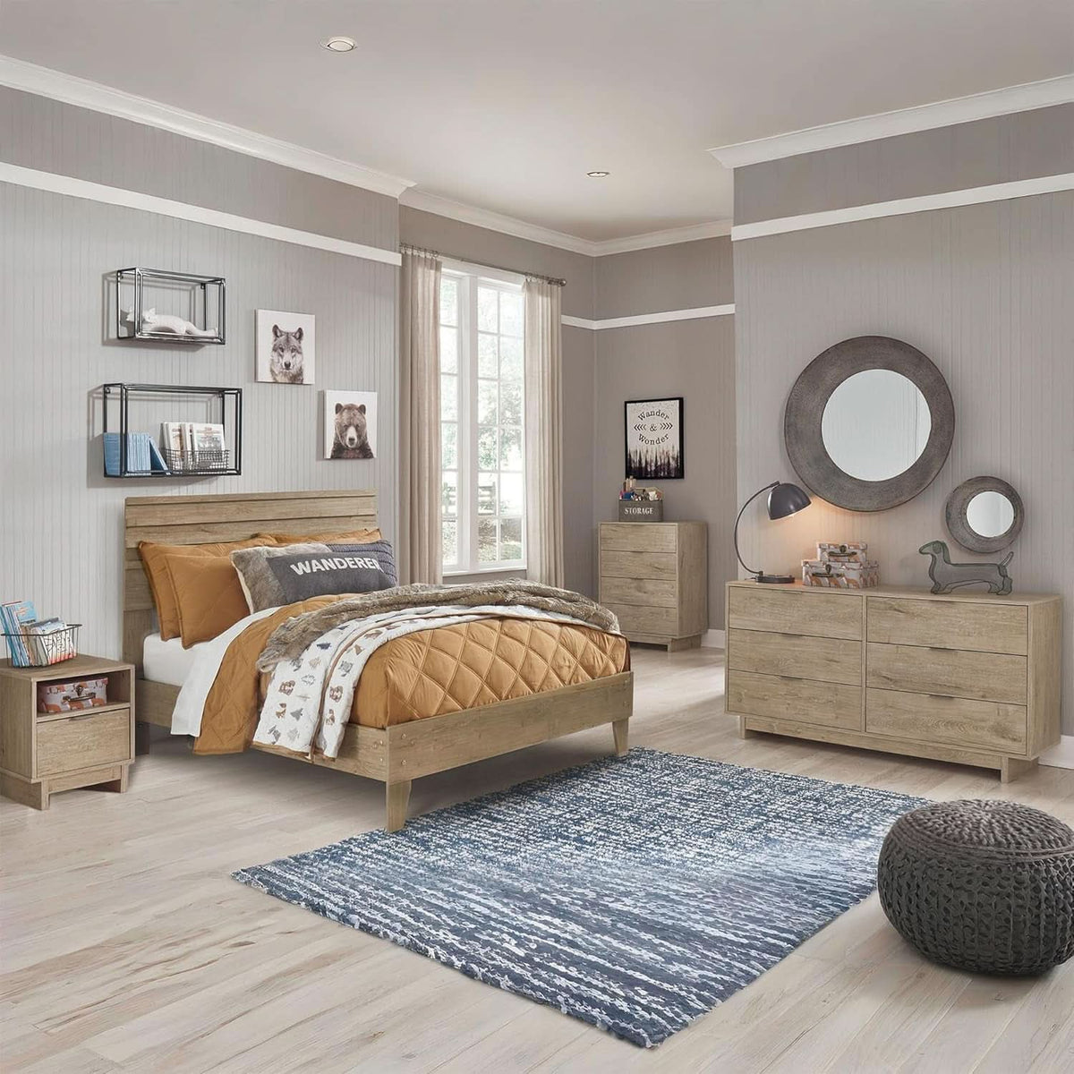 Oliah Rustic Six Drawer Dresser In Light Brown Collection
