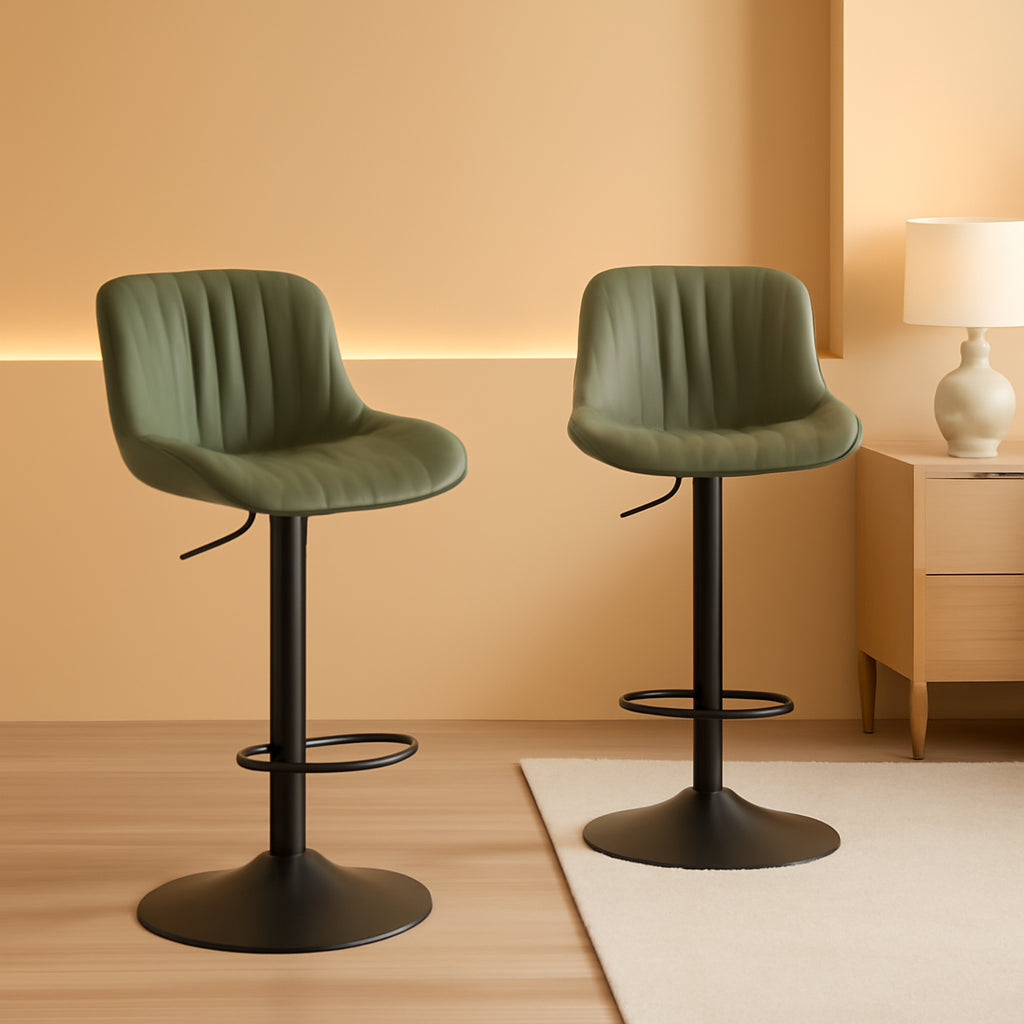 Olive Green Counter Height Bar Stools With Backs Swivel 2 Pack