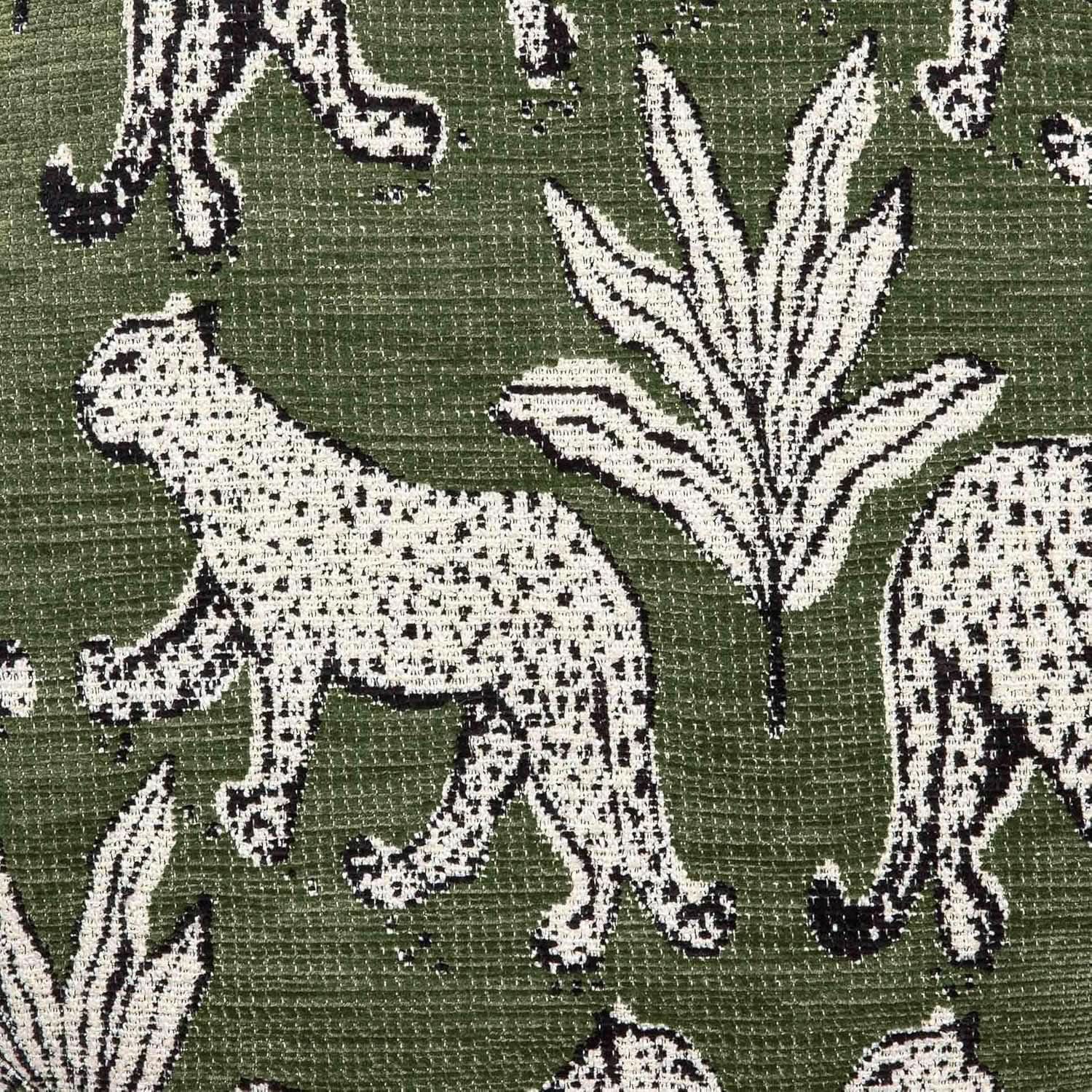 Olive Green Leopard Jacquard Ottoman Room Furniture