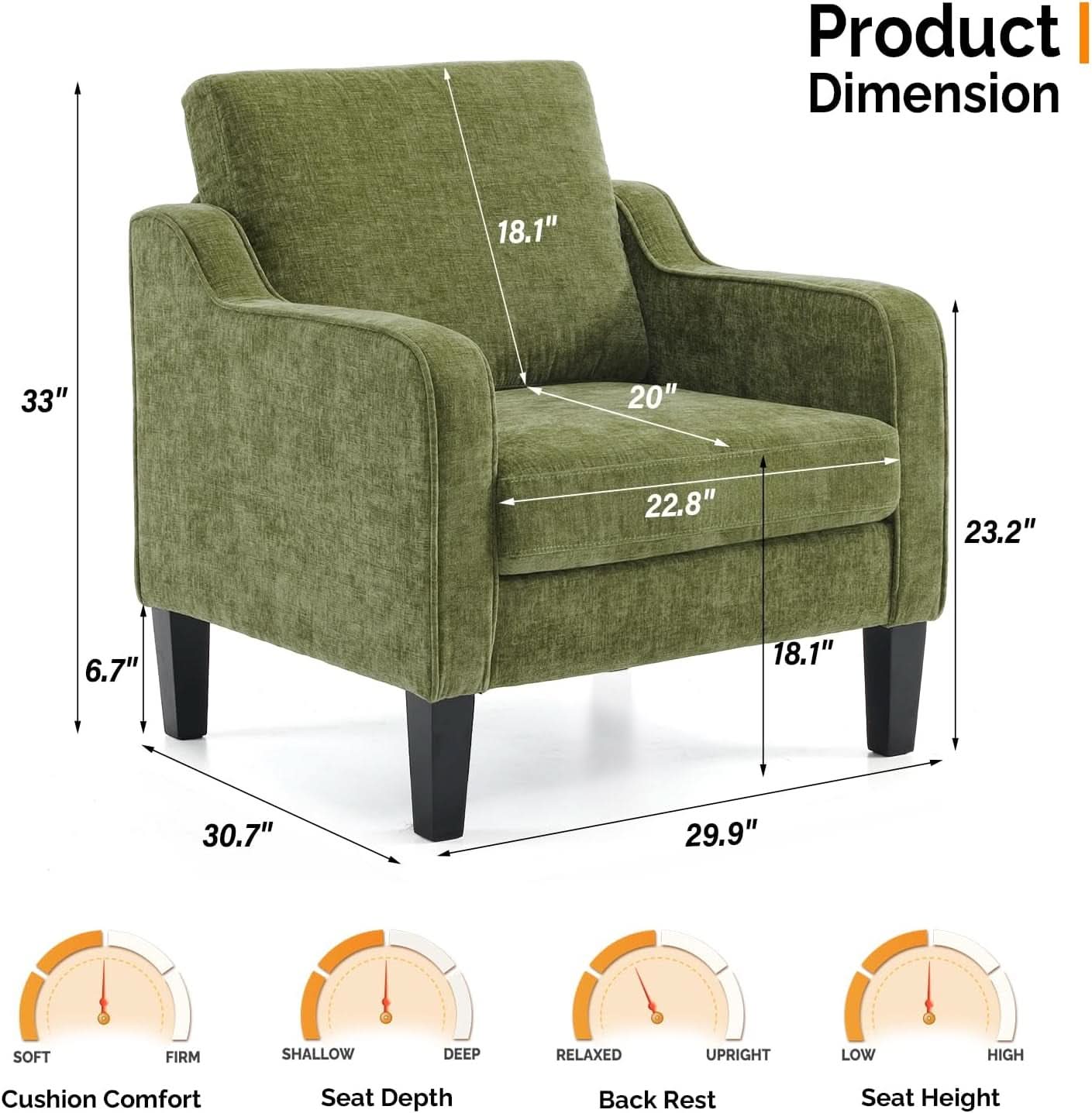 Olive Green Upholstered Accent Chair Midcentury Comfort