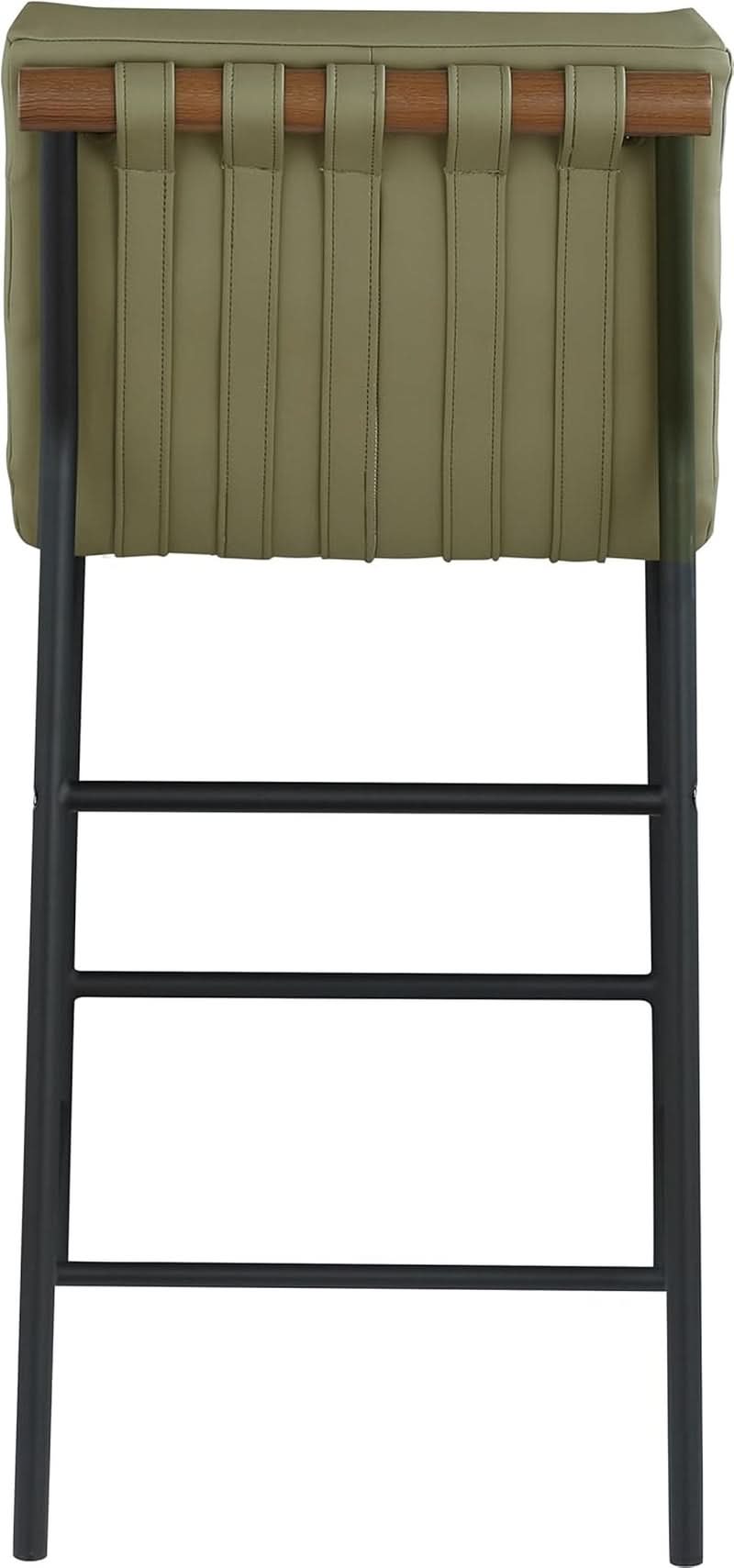 Olive Green Vegan Leather Counter Stool With Black Frame