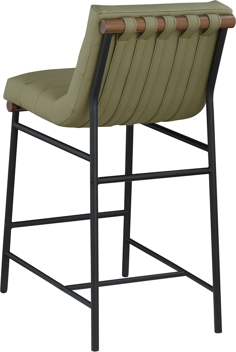 Olive Green Vegan Leather Counter Stool With Black Frame