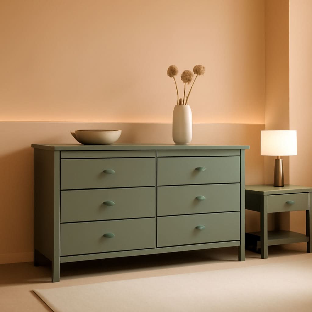 Olive Six Drawer Dresser Greenguard Gold Certified Nursery