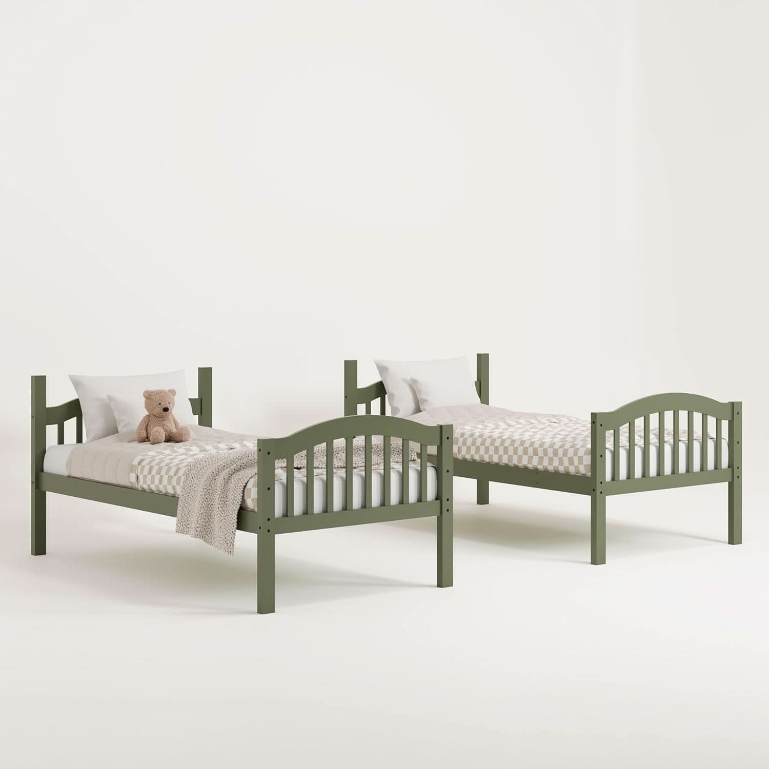 Olive Twin Over Twin Bunk Bed Converts To Two Beds