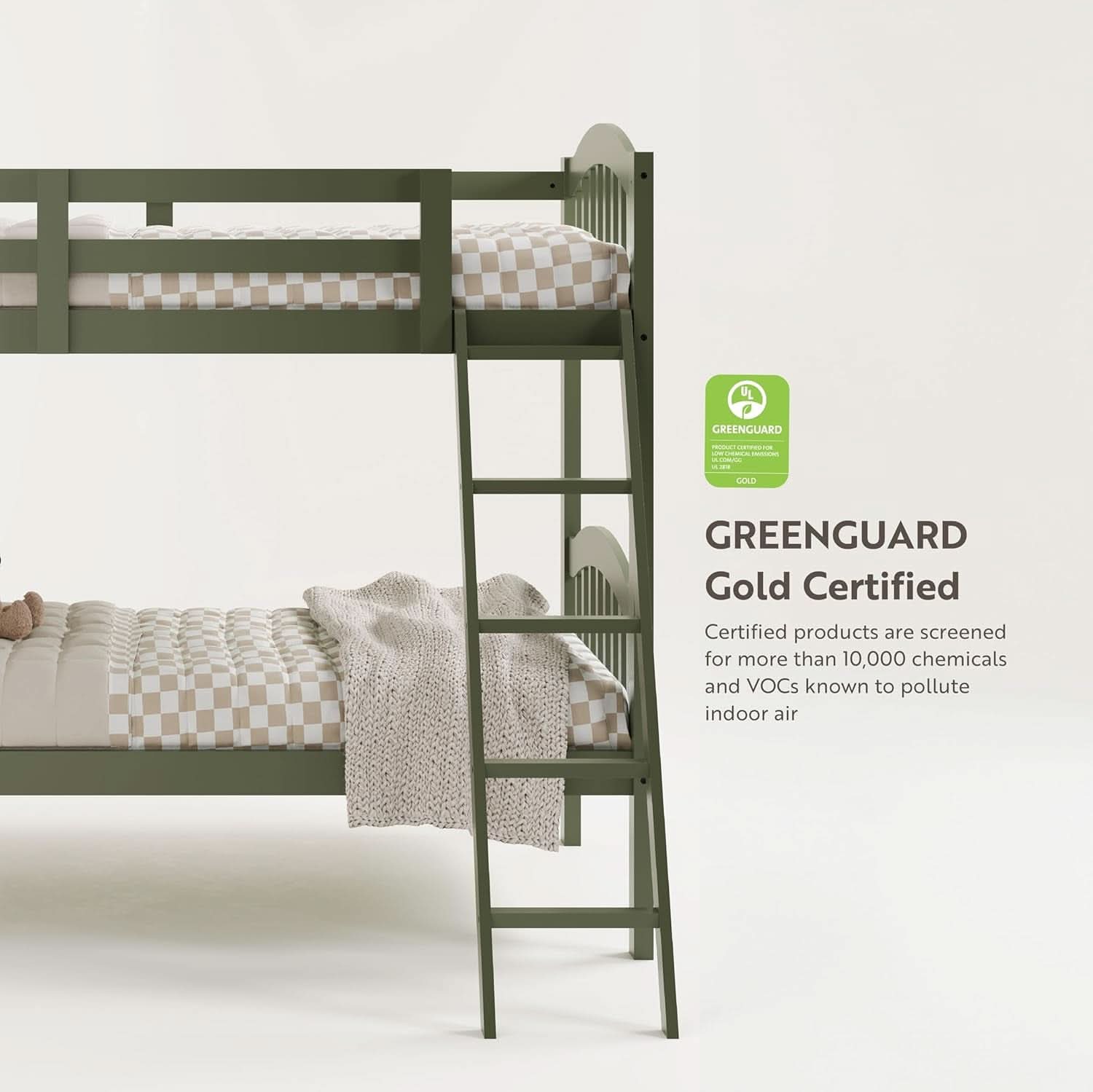 Olive Twin Over Twin Bunk Bed Converts To Two Beds