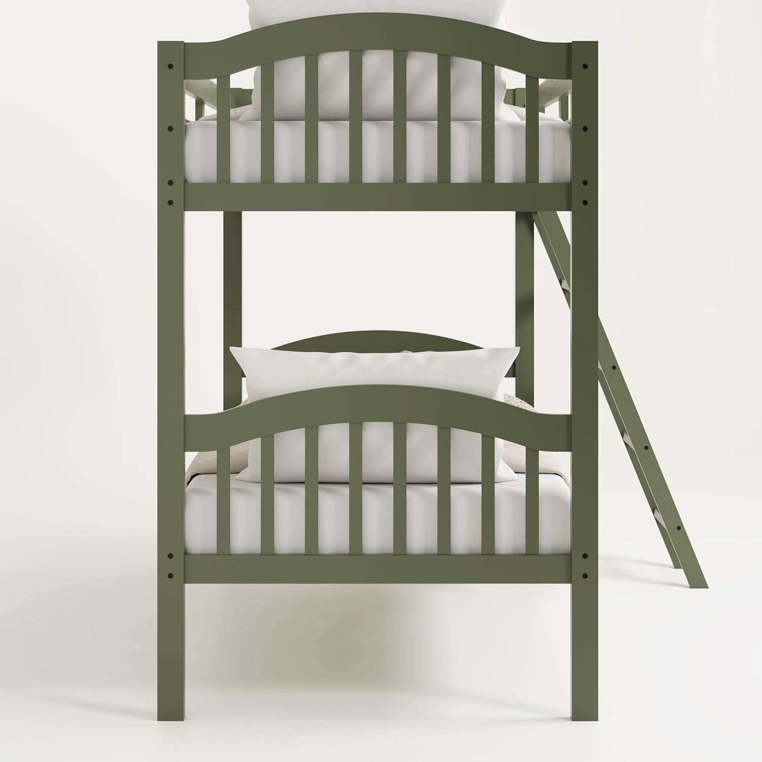 Olive Twin Over Twin Bunk Bed Converts To Two Beds