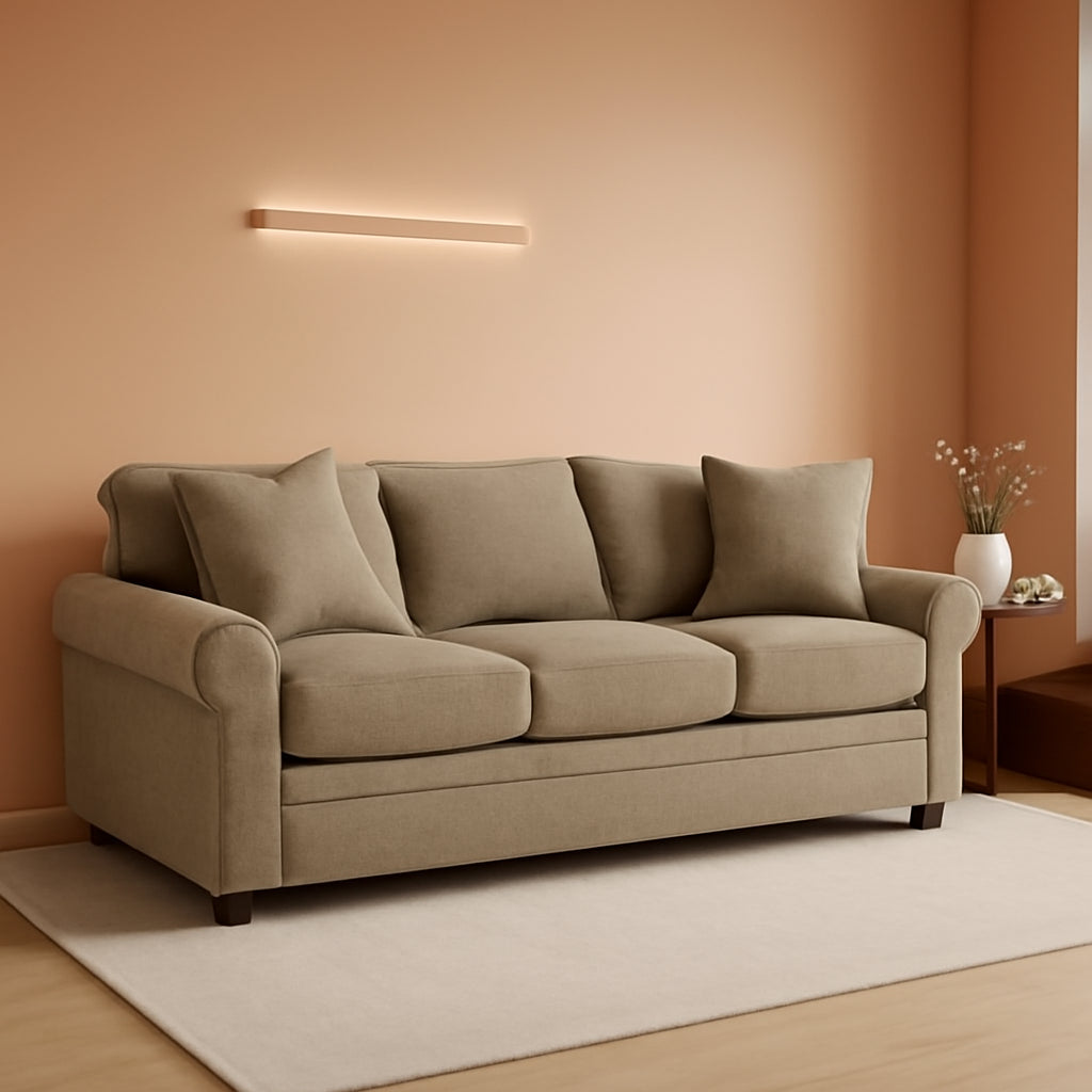 Olson Upholstered Sofa With Rolled Arms And Wood Legs