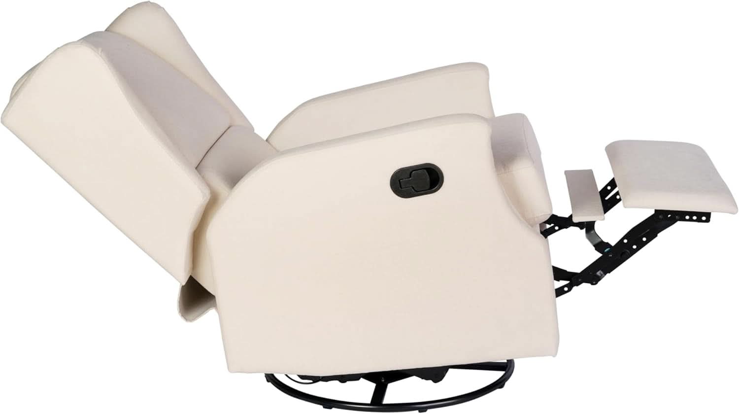 Omma Swivel Glider Rocking Recliner Cream Upholstered 3In1