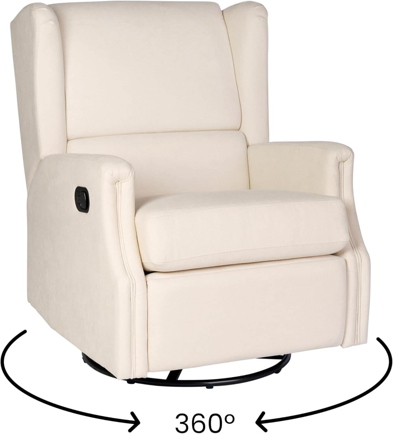 Omma Swivel Glider Rocking Recliner Cream Upholstered 3In1