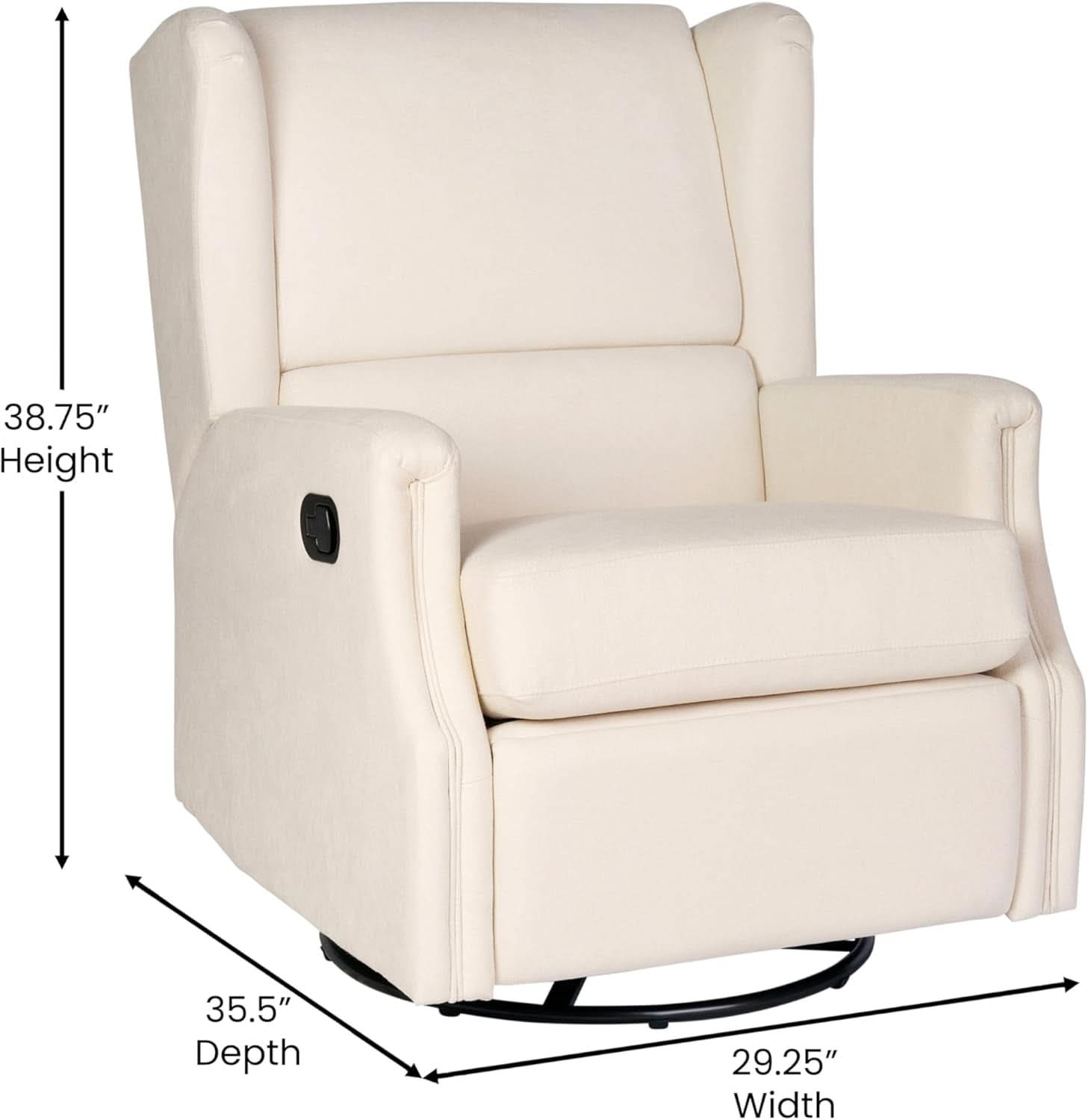 Omma Swivel Glider Rocking Recliner Cream Upholstered 3In1
