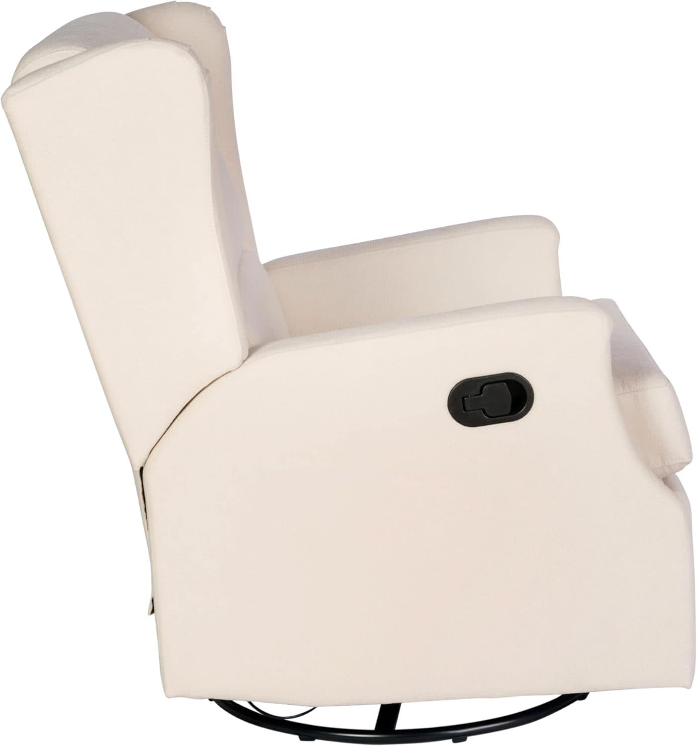 Omma Swivel Glider Rocking Recliner Cream Upholstered 3In1