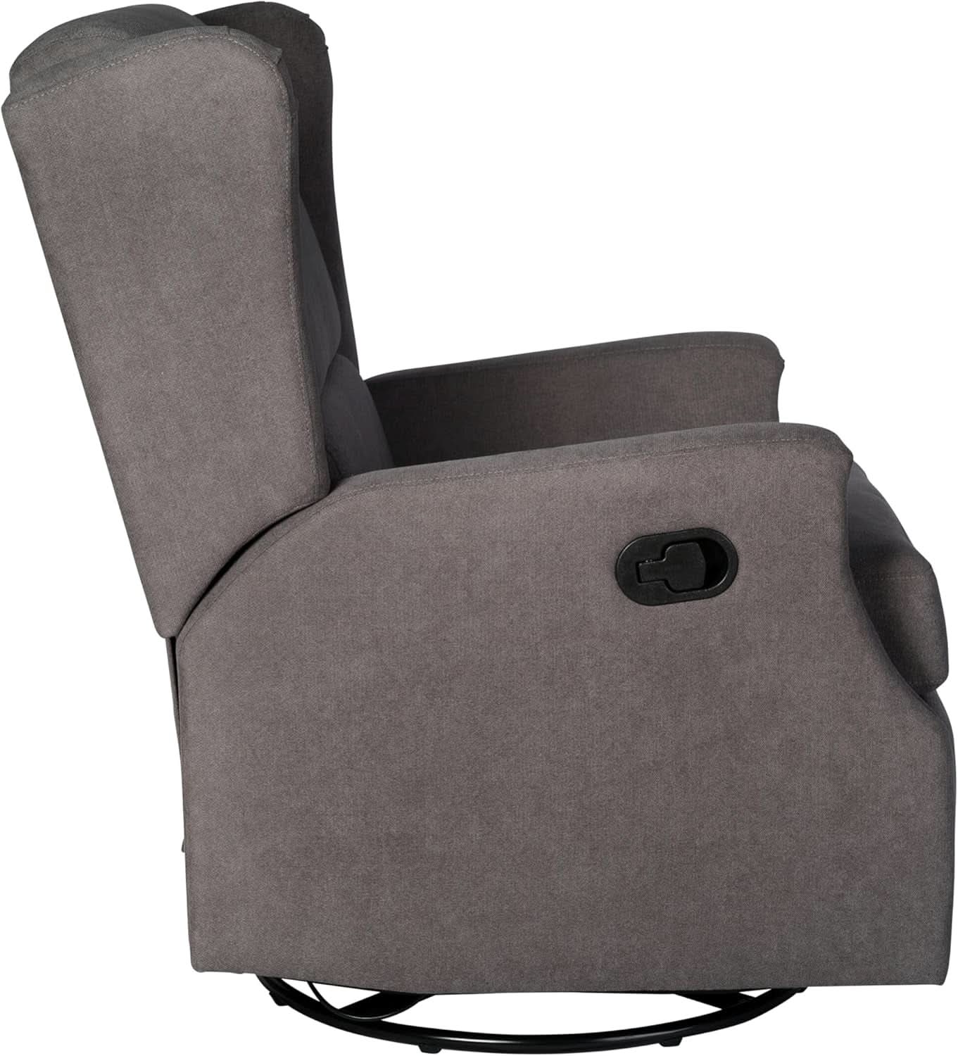 Omma Wingback Swivel Glider Recliner Dark Gray Upholstered