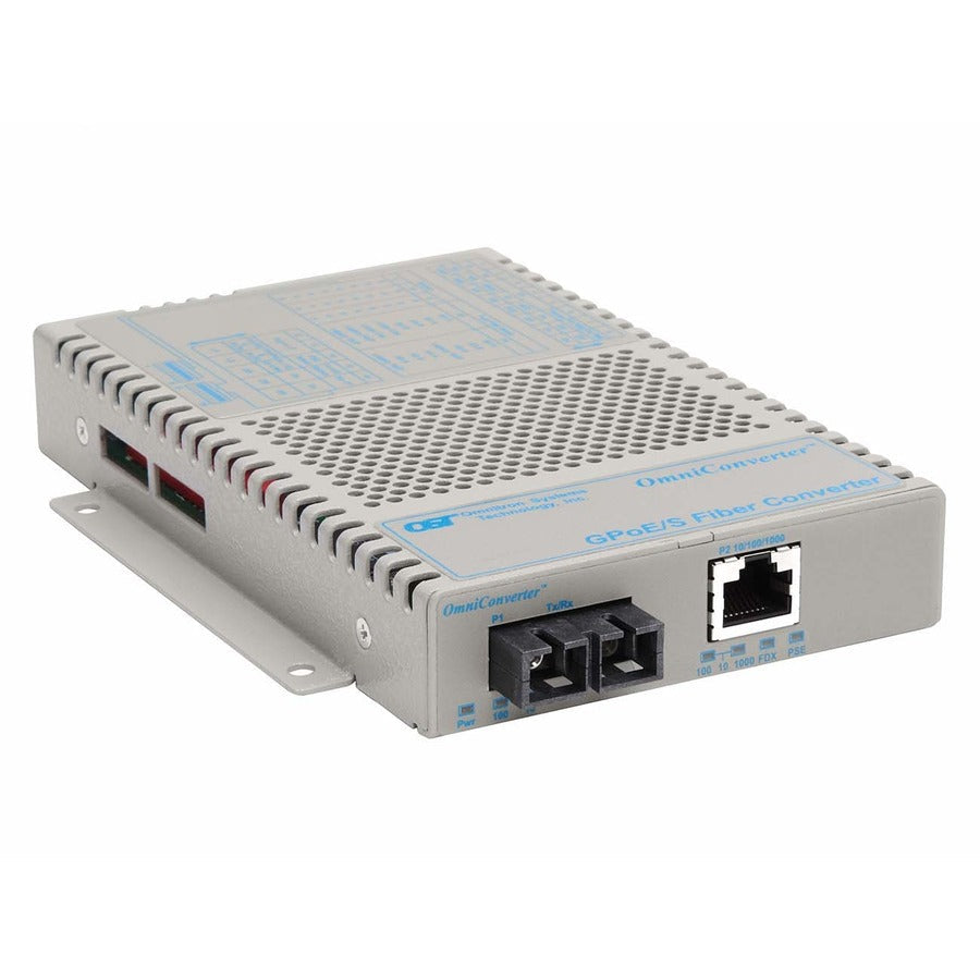 OmniConverter 10/100/1000 PoE Gigabit Ethernet Fiber Media Converter Switch RJ45 SC Single-Mode 12km Extended Temp 9403-1-11Z