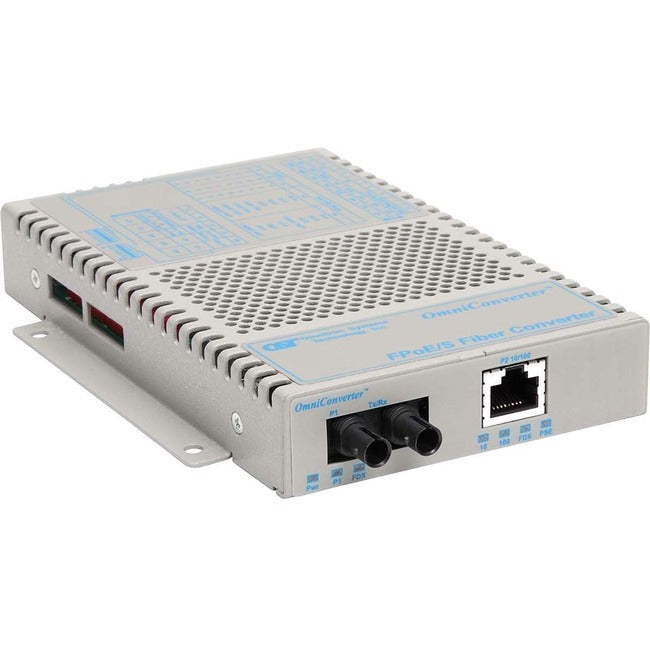 OmniConverter 10/100 PoE Ethernet Fiber Media Converter Switch RJ45 ST Multimode 5km 9300-0-11