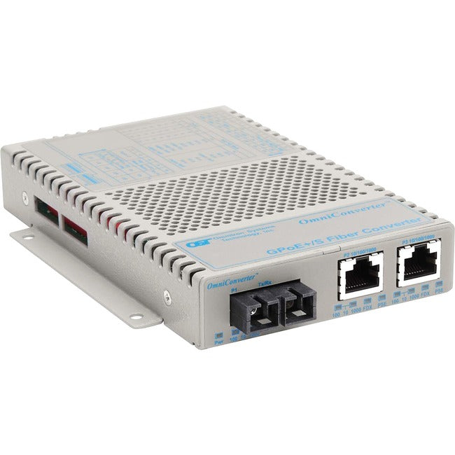 Omniconverter 10/100/1000 Poe+ Gigabit Ethernet Fiber Media Converter Switch Rj45 Sc Single-Mode 12Km Wide Temp 9423-1-21W