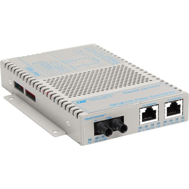 Omniconverter 10/100/1000 Poe+ Gigabit Ethernet Fiber Media Converter Switch Rj45 St Single-Mode 12Km Wide Temp 9421-1-21W