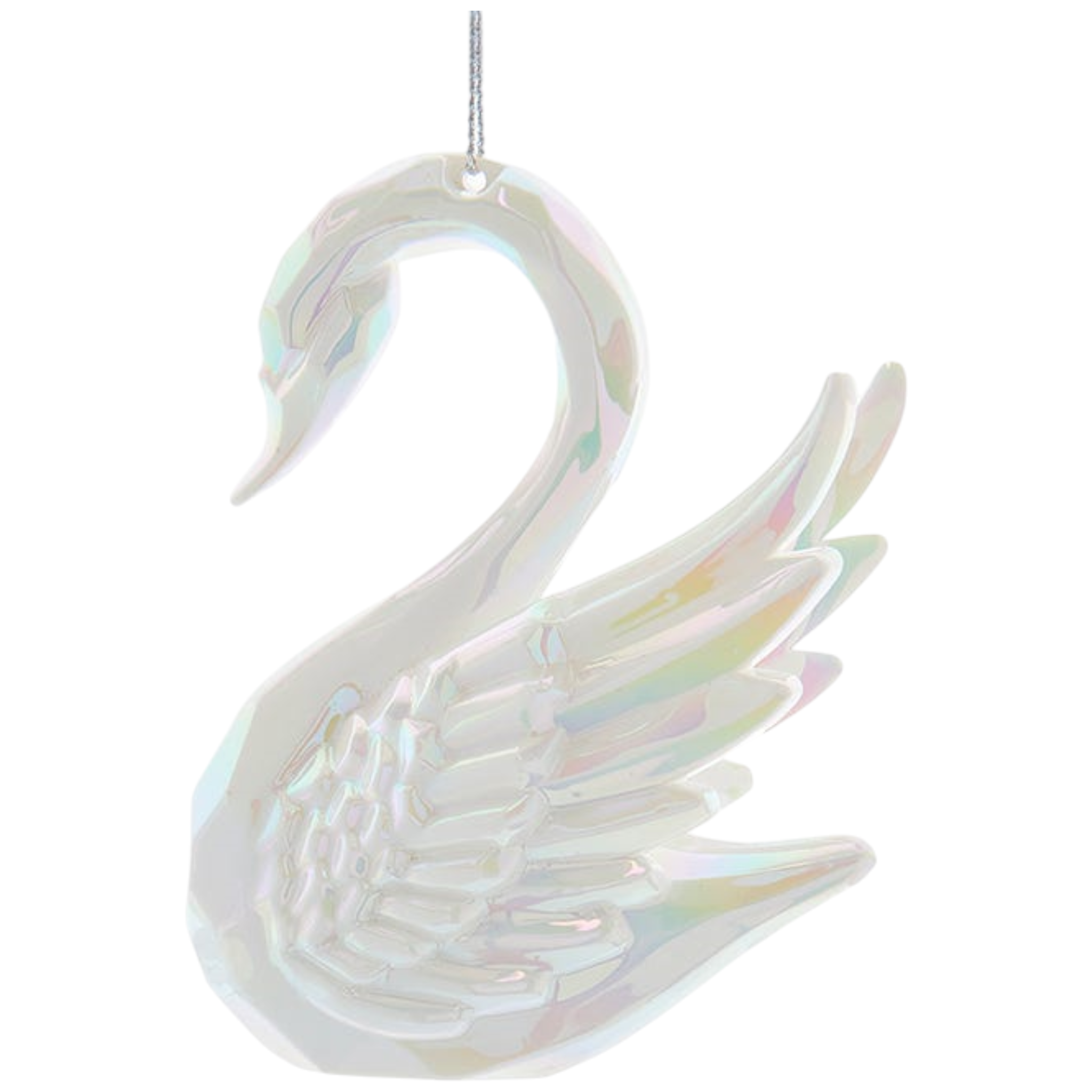 Opalescent White Swan Ornament - 4 Inches