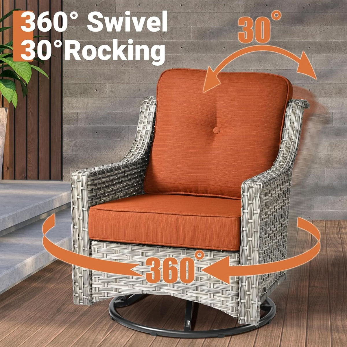 Orange 5 Piece Outdoor Patio Furniture Set With 3 Seat Sofa