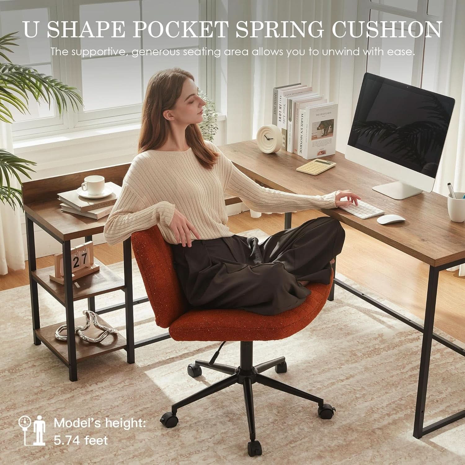 Orange Pocket Spring Office Chair For Computer Desk