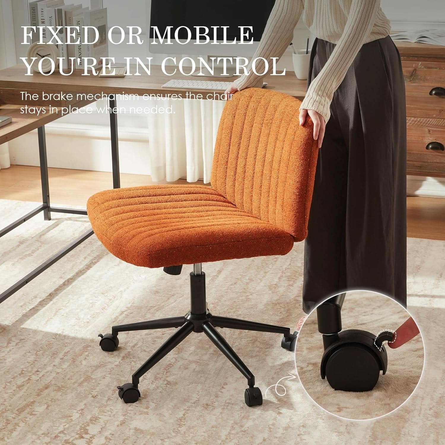 Orange Pocket Spring Office Chair For Computer Desk