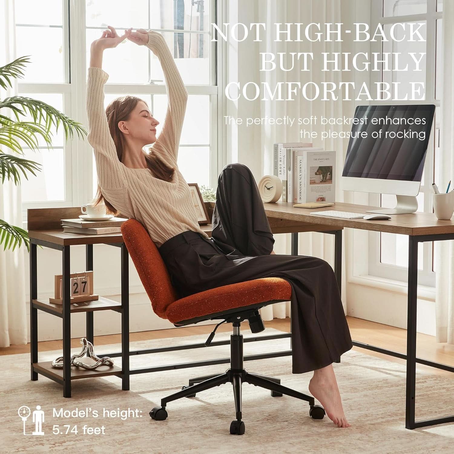 Orange Pocket Spring Office Chair For Computer Desk
