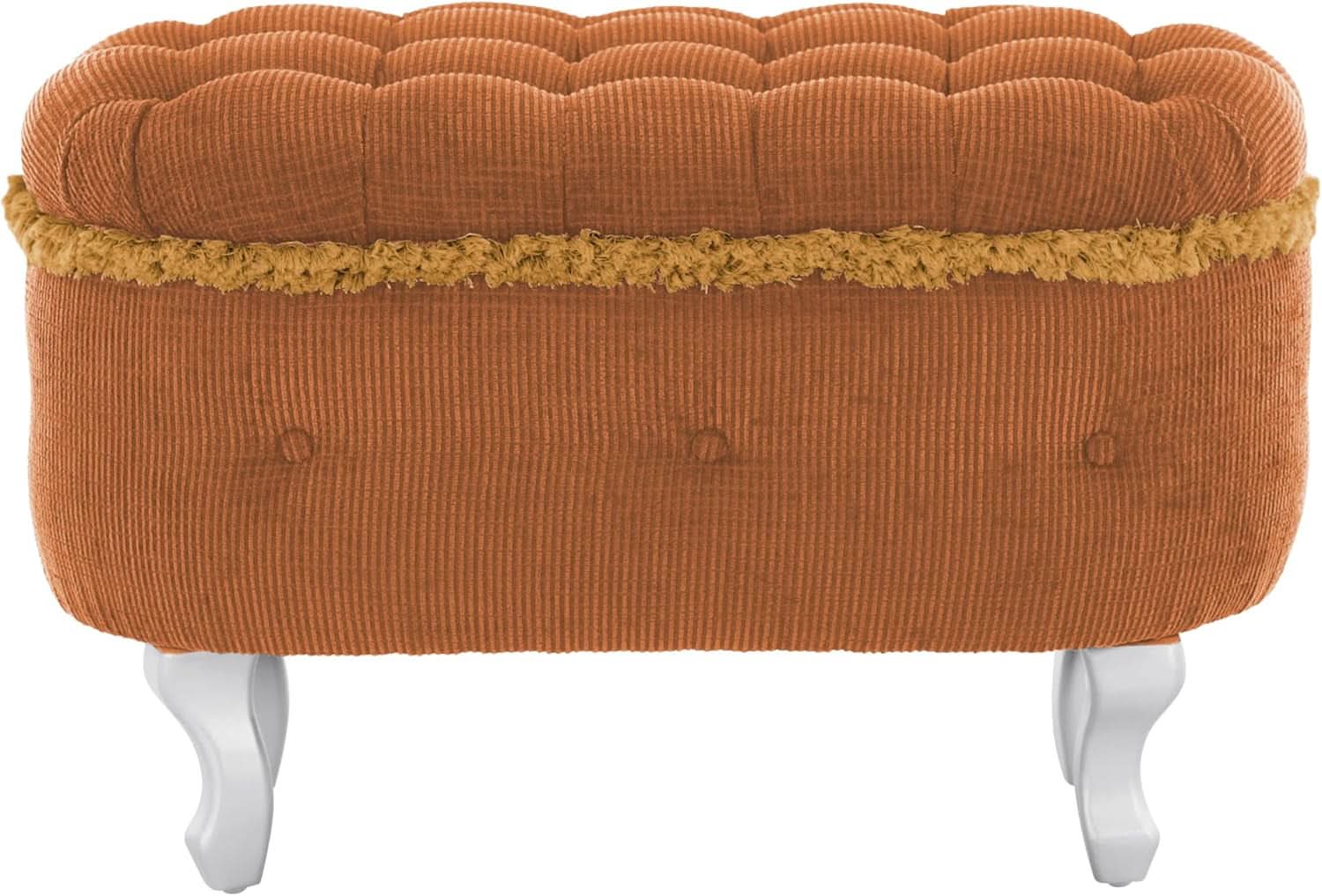 Orange Upholstered Storage Ottoman for Living Room