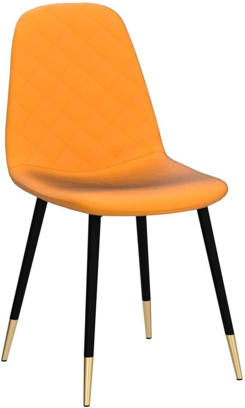 Orange Velvet Dining Chairs Set of 4 Metal Legs Backrest